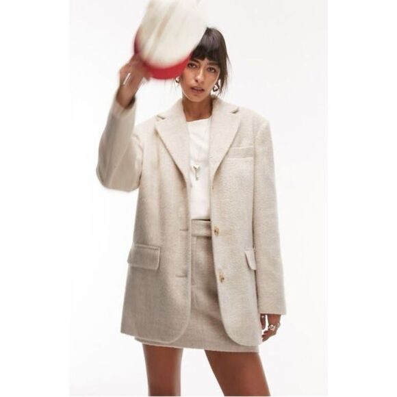 TOPSHOP OVERSIZED BRUSHED BLAZER COAT - Picture 1 of 6